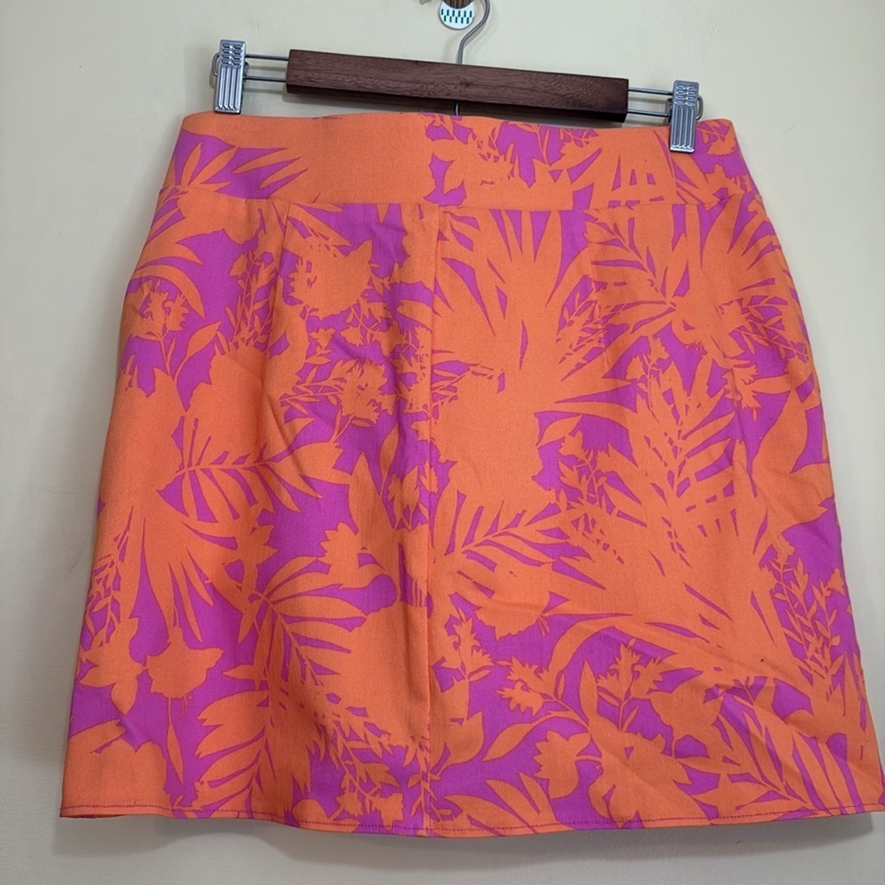 Ella Rafaella | Orange Purple Tropical Tulip Hem Button Pull On Skort Skirt M - Picture 16 of 16